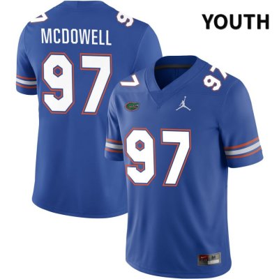 Youth Florida Gators #97 Griffin McDowell NCAA Jordan Brand Royal NIL 2022 Authentic Stitched College Football Jersey AMF6462UP